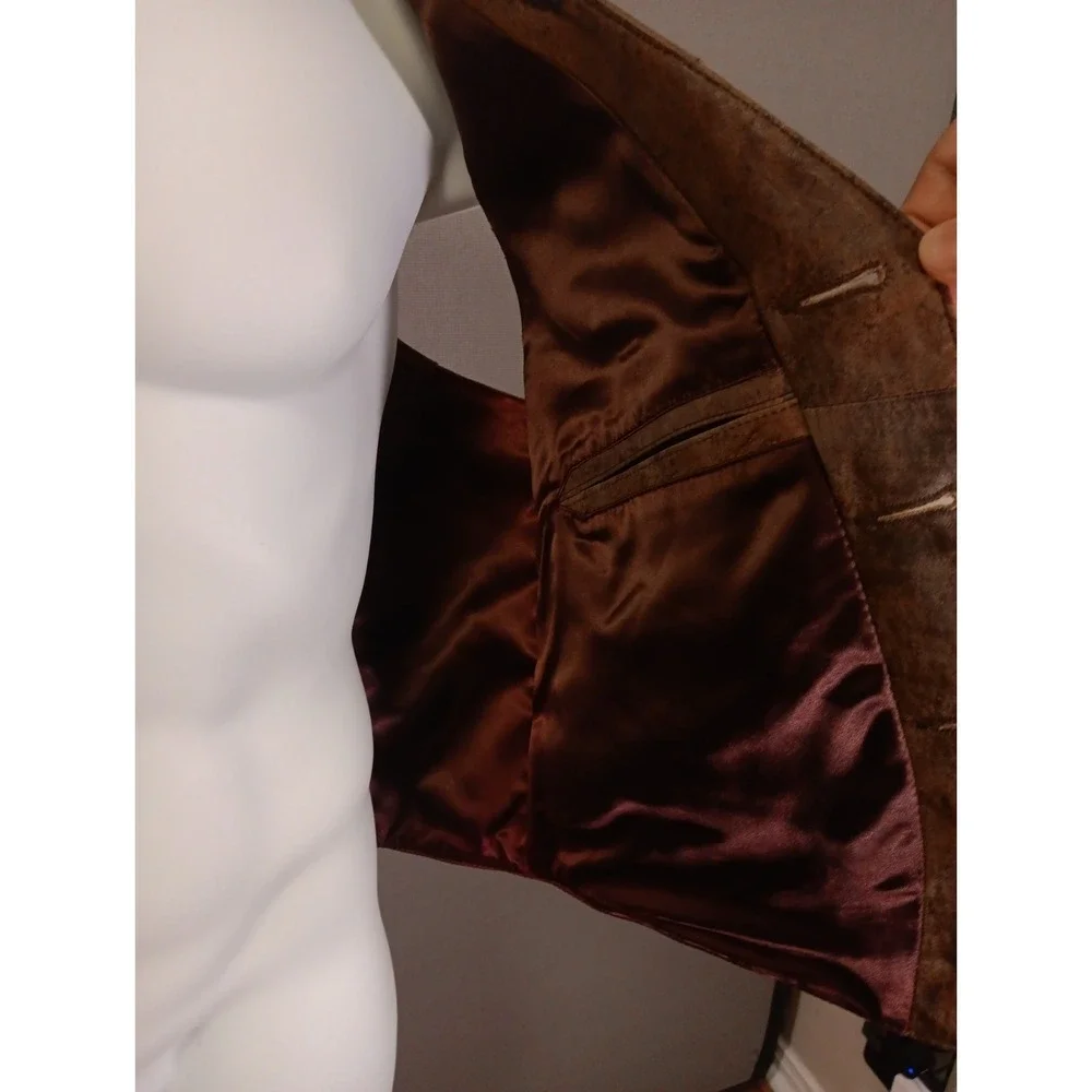 Continental leather fashions Brown Leather Vest Men's Size 46 Biker vest